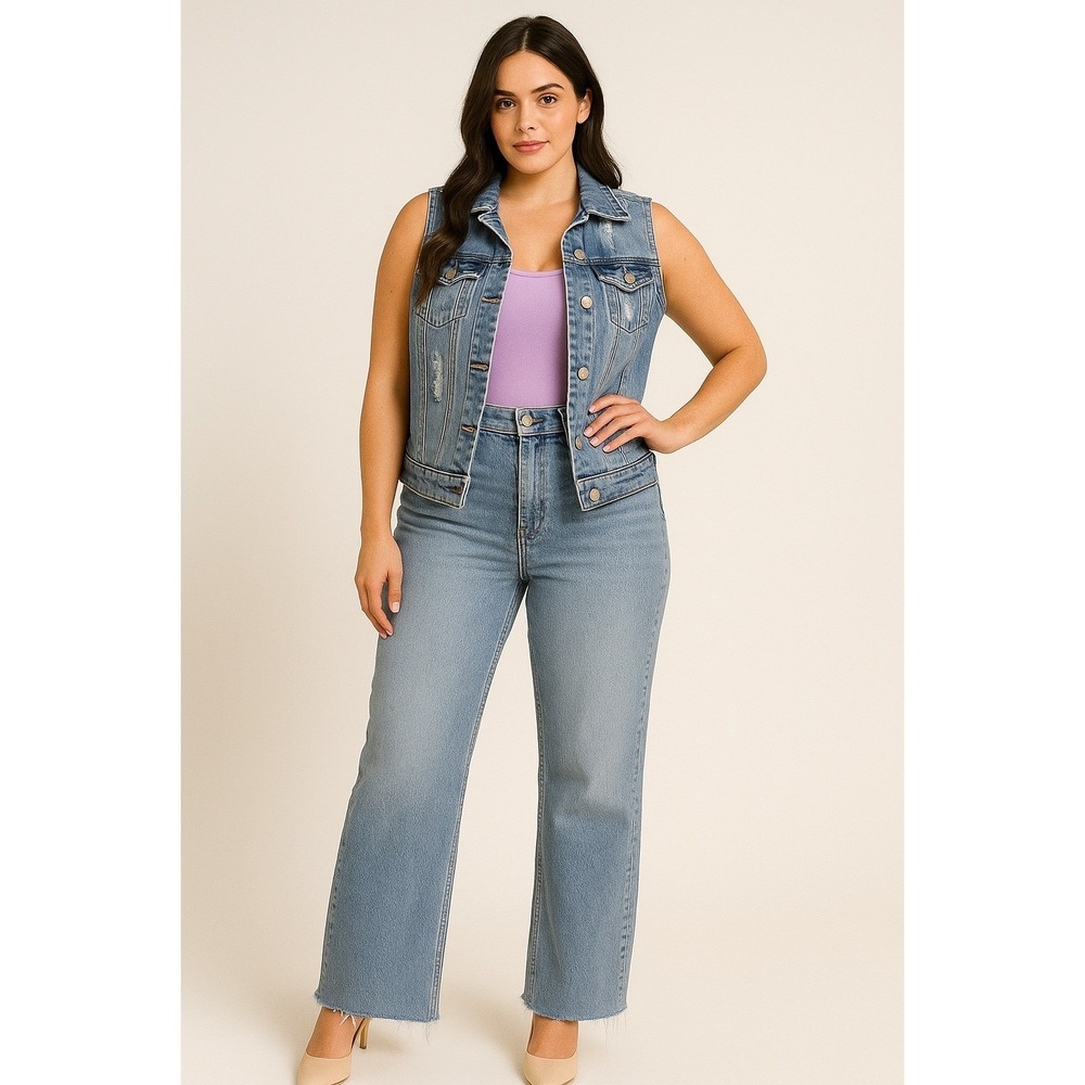Wax Jean Basic Denim Distressed Vest /‎ Size Medium / SKU0111